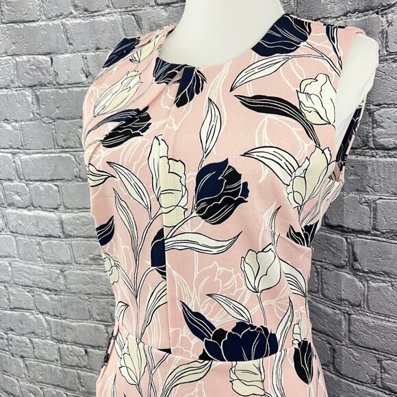 Banana Republic Women's  Sleeveless Sheath Dress  Size 4 Pink Black White Floral - Picture 4 of 13